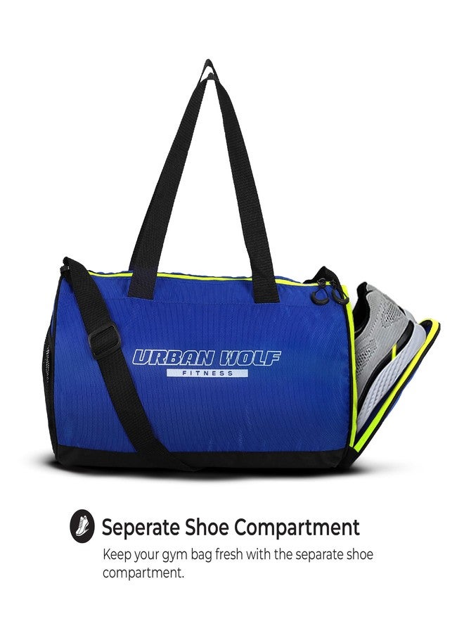 Urban Wolf 26L Gym Duffle Bag | Unisex Blue & Green Zipper | Separate Shoe Compartment | Quick Access Pocket | Durable Polyester | Multi-Functional Sports & Travel Bag | Dimensions 49x23x23 cm - Image 3